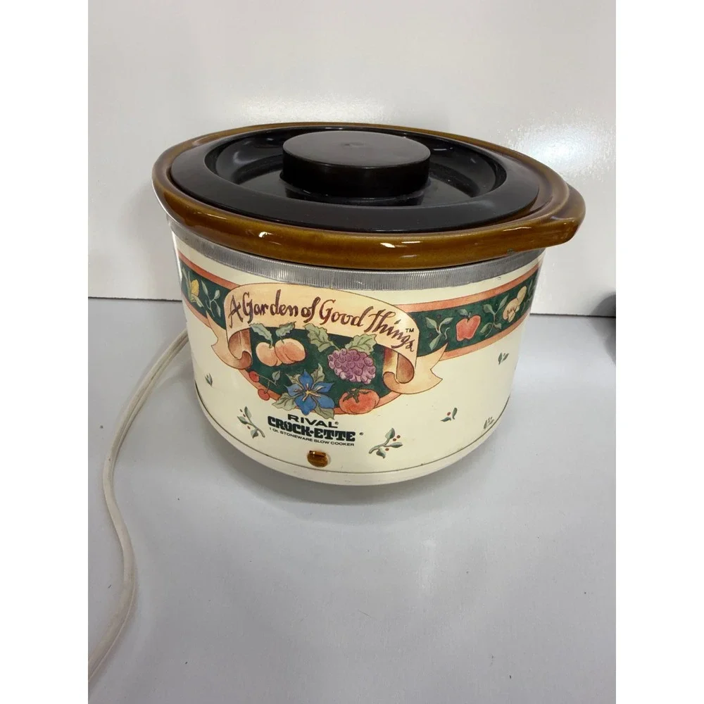 Rival Crock-Ette 1 Qt Slow Cooker Garden of Good Things Vintage Stoneware 3100/2